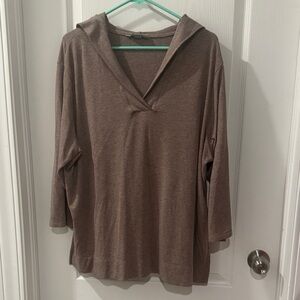 Lands' End Women's Brown V-Neck Hoodie